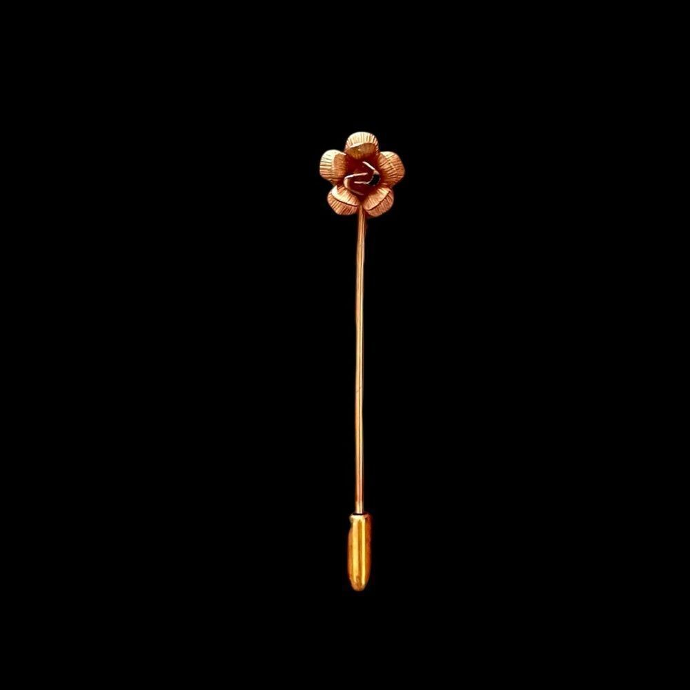 Krementz Signed Rose Gold Rose Flower Stick Pin